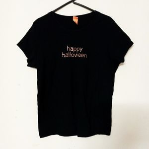 Black studded halloween t-shirt blouse Sz L